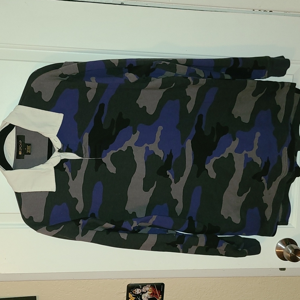 NWOT Bespoke size large men's long sleeve camo print polo